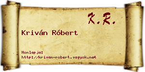 Kriván Róbert névjegykártya