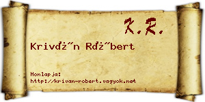 Kriván Róbert névjegykártya